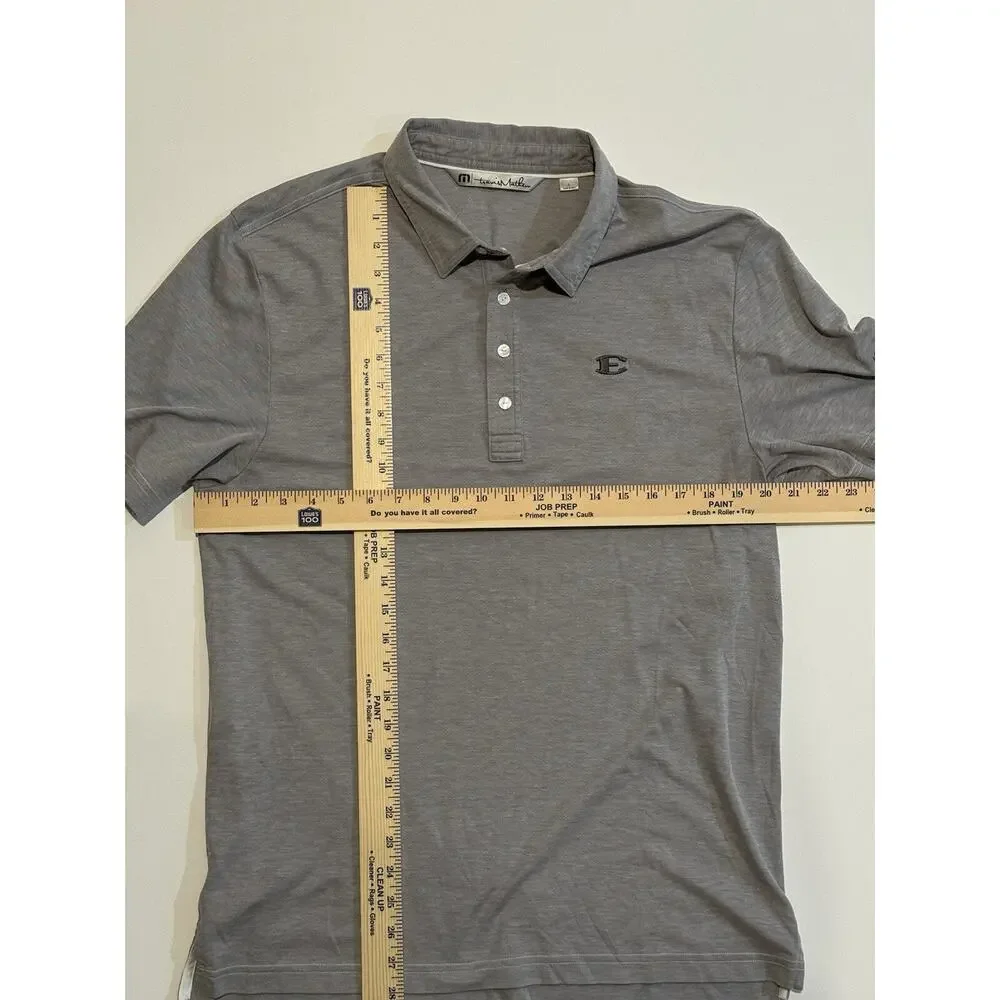 Travis Mathew Golf Polo Shirt Men Large Gray Four Button Short Sleeve Logo